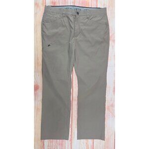 Orvis Mens Flat Front Nylon Stretch Pants 38x30 Khaki Casual Lightweight